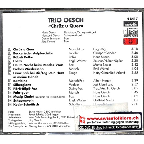 CD-Kopie: Chrüz u quer - Trio Oesch