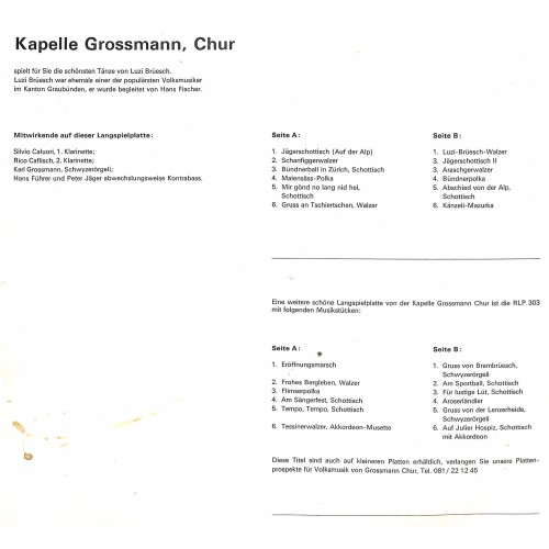 CD Kapelle Grossmann Chur - Erinnerungen an Luzi Brüesch