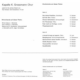 CD Kapelle Grossmann Chur - Musik von Kasi Geisser, K. Grossmann, H.Lott