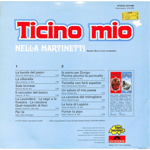 CD-Kopie: von Vinyl Ticino mio - Nella Martinetti