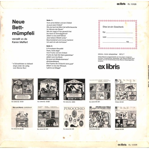 CD-Kopie von Vinyl: neue Bettmümpfeli - D'Karen Meffert verzellt für die Chline - 1969
