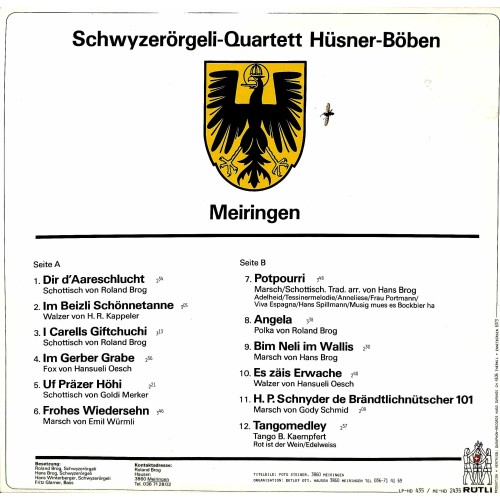 CD-Kopie von Vinyl: Dir d'Aareschlucht - SQ Hüsner-Böben Meiringen