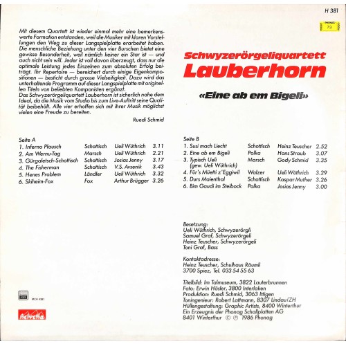 CD-Kopie von Vinyl: Eine ab em Bigeli - SQ Lauberhorn - 1986