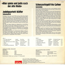 CD-Kopie von Vinyl: Jodelquartett Wäfler Scharnachtal, ST Gafner Interlaken - 1982