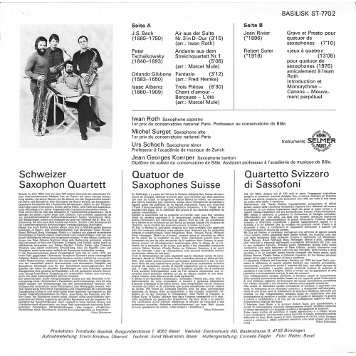CD-Kopie von Vinyl: Schweizer Saxophon Quartett