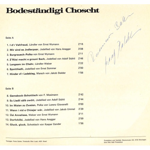 CD-Kopie von Vinyl: ST Wymann, Grünenmatt mit JD Rosemarie Bader / Franz Wälchli