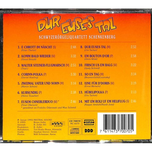 CD-Kopie: Dur euses Tal - Schwyzerörgeliquartett Schenkenberg