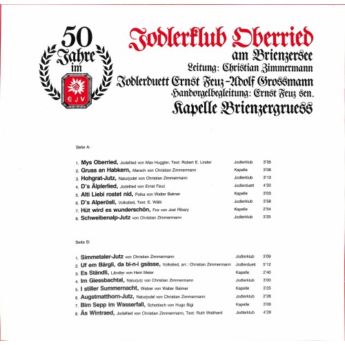 CD-Kopie von Vinyl: Jodlerklub Oberried am Brienzersee - 50 Jahre