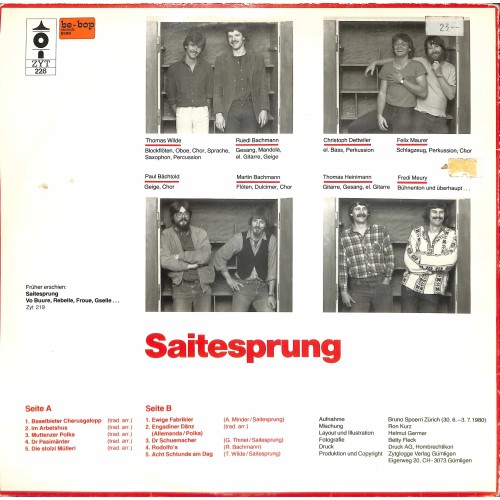 CD-Kopie von Vinyl: Saitesprung - Schaffe und läbe - 1980