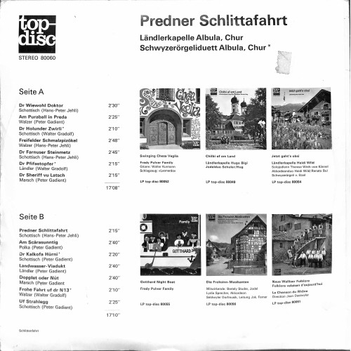 CD-Kopie von Vinyl: LK Albula Chur und SD Albula Chur - Predner Schlittafahrt