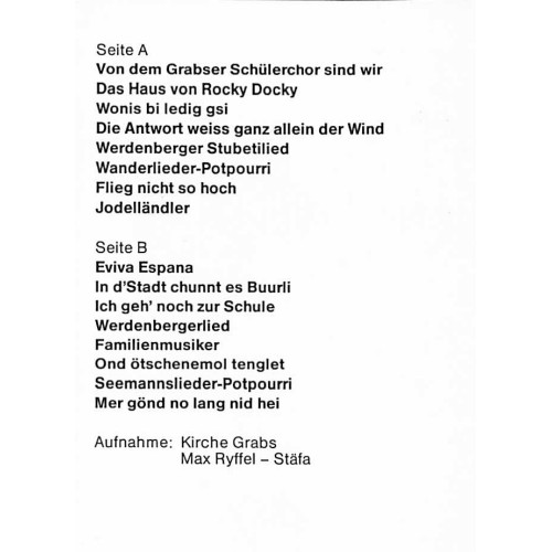 CD Grabser Schülerchor 1984 - Ltg Peter Hasler und Ernst Frehner