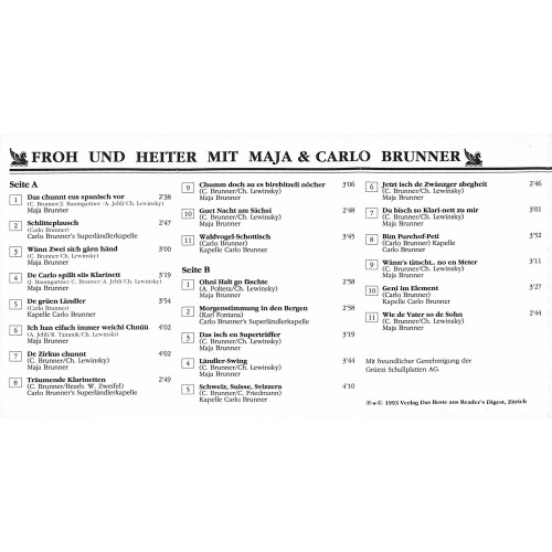CD Froh und heiter mit Maja & Carlo Brunner - 1993