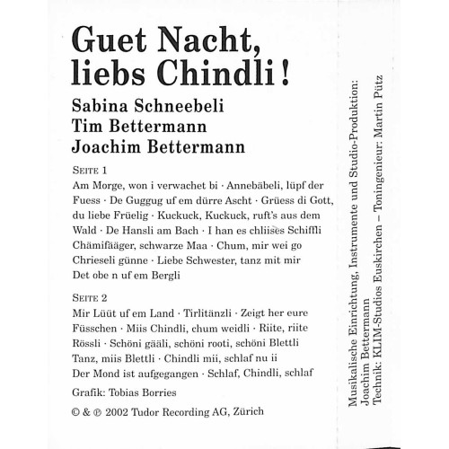 CD Sabina Schneebeli - Guet Nacht, liebs Chindli