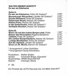 CD Walter Greber Quintett - Oberkrainer Klänge