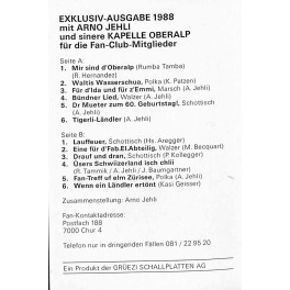 CD Arno Jehli und Kapelle Oberalp - Exclusiv-Ausgabe 1988 für Fans