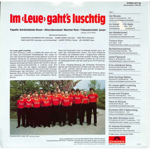 CD-Kopie von Vinyl: Im Leue gaht's luschtig - Schönbächler-Buser, Wachter-Rutz