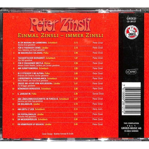 CD-Kopie: Peter Zinsli und sini Churer Ländlerfründa - Einmal Zinsli immer Zinsli (Grüezi)