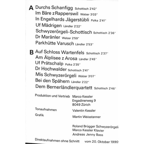CD Erinnerungen an Josias Jenny - 1990