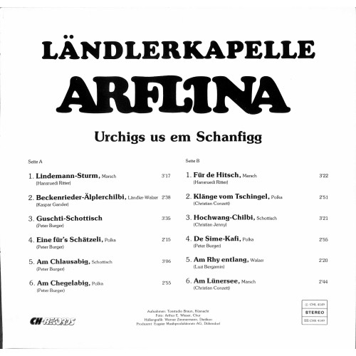 CD-Kopie von Vinyl: Ländlerkapelle Arflina - Urchigs us em Schanfigg