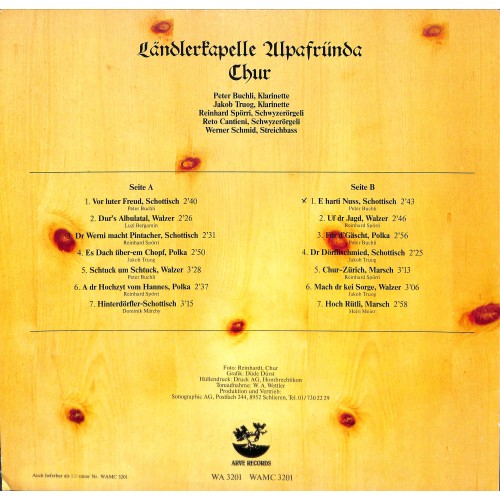 CD-Kopie von Vinyl: Ländlerkapelle Alpafründa Chur - 1981