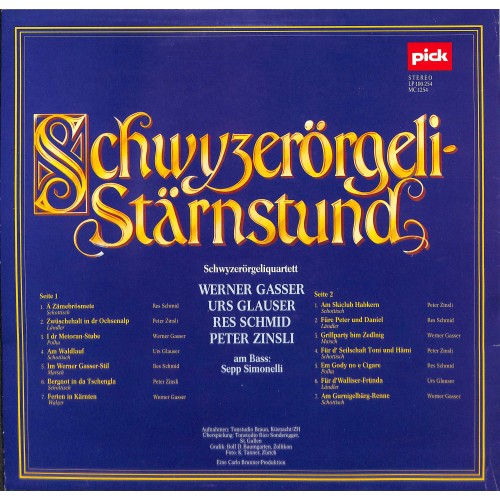 CD-Kopie von Vinyl: Werner Gasser, Urs Glauser, Res Schmid, Peter Zinsli 