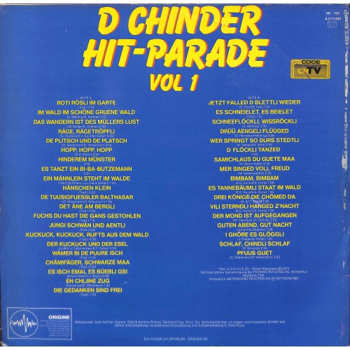 CD-Kopie von Vinyl: D Chinder Hit-Parade Vol. 1 - Ruth Rohner, Gabi & Seraina Rohner u.v.a.