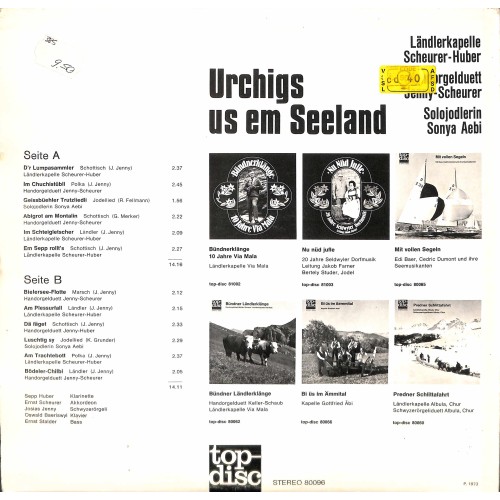 CD-Kopie von Vinyl: Ländlerkapelle Scheurer-Huber, HD Jenny-Scheurer, Sonya Aebi - 1973