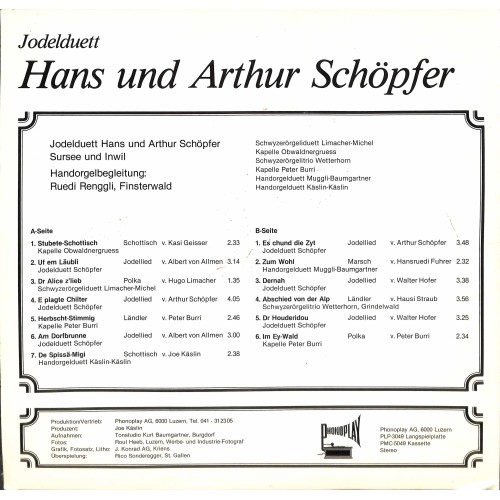 CD-Kopie von Vinyl: Hans und Arthur Schöpfer mit Ruedi Renggli