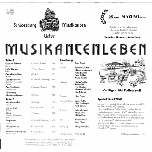 CD-Kopie von Vinyl: Schlossberg Musikanten Uster - Musikantenleben