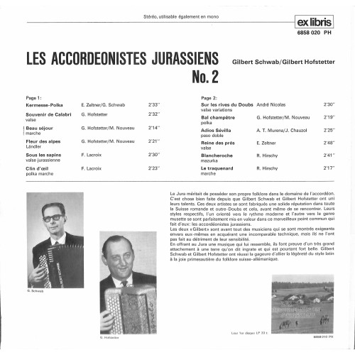 CD-Kopie von Vinyl: Gilbert Schwab & Gilbert Hofstetter - Les Accordeonistes Jurassiens 2