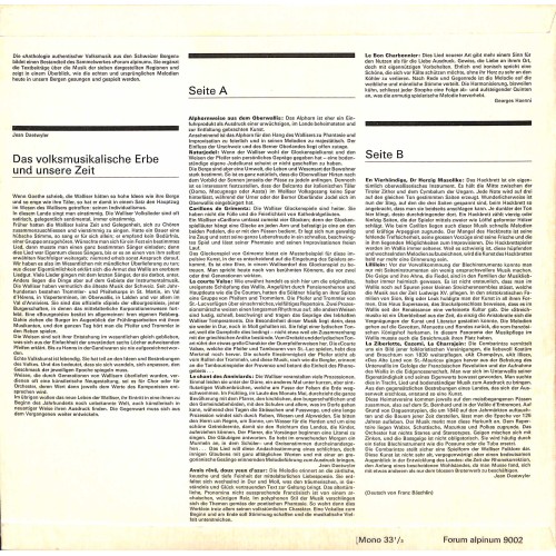 CD-Kopie von Vinyl: Forum Alpinum 2 - Valais Wallis