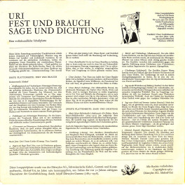 CD-Kopie von Vinyl: URI Fest und Brauch Sage und Dichtung