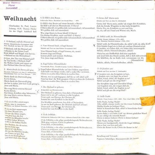 CD-Kopie von Vinyl: Chorknaben St. Paul Luzern - Weihnacht