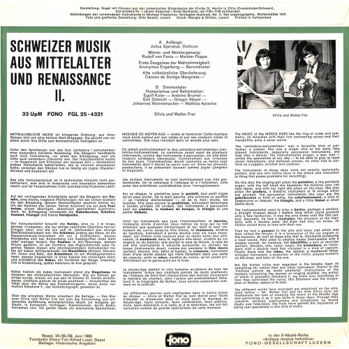CD-Kopie von Vinyl: Schweizer Musik aus Mittelalter und Renaissance II 