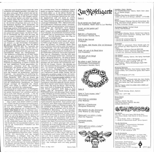 CD-Kopie von Vinyl: Im Röseligarte - Schweizerische Volkslieder  1976