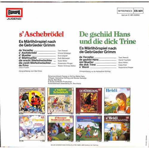 Toni Vescoli, Ursula Schäppi, Ruth Bannwart, WAM  - s'Aschebrödel,m de gschiid Hans und die dick Trine