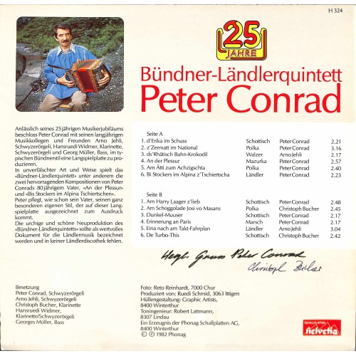 CD-Kopie von Vinyl: 25 Jahre Bündner-Ländlerquintett Peter Conrad  - 1982