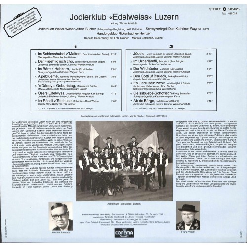 CD-Kopie von Vinyl: Jodlerklub Edelweiss Luzern - 1985