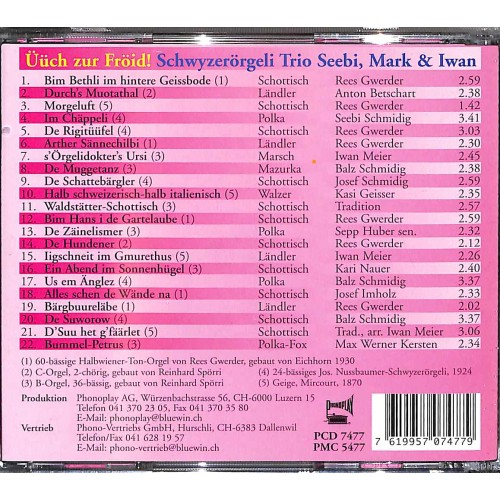 CD-Kopie: Üüch zur Fröid - Schwyzerörgeli-Trio Seebi, Mark & Iwan