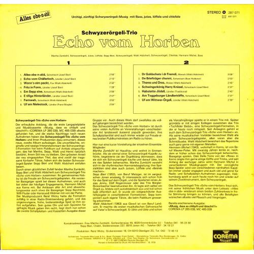 CD-Kopie von Vinyl: Echo vom Horben - Alles obe-n-abä -1987