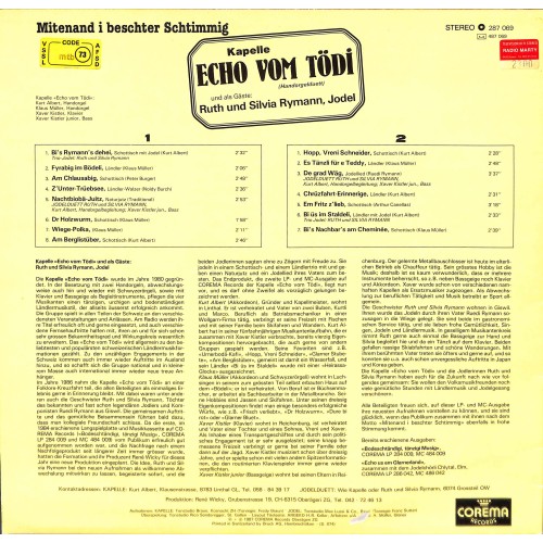 CD-Kopie von Vinyl: Echo vom Tödi mit Ruth und Silvia Rymann - Mitenand i beschter Schtimmig - 1987