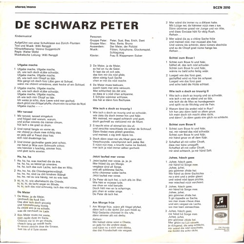 CD-Kopie von Vinyl: De schwarz Peter- Kindermusical aus Zürich-Fluntern