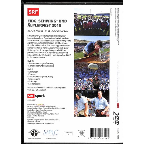 DVD Eidg. Schwing- und Älplerfest 2016 Estavayer  2 DVDs
