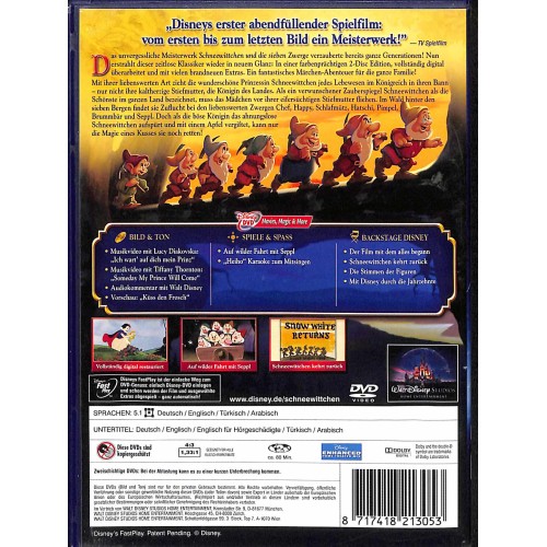 DVD Schneewittchen und die sieben Zwerge - Walt Disney Spielfilm  Doppel-DVD