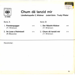 Occ. EP Vinyl: Ländlerkapelle C. Widmer mit Trudy Pfister - Chum dä tanzid mir, Fenstergugger u.a.