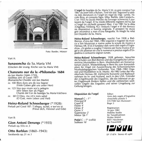 Occ. Single Vinyl: Engadiner Orgeln V - Heinz-Roland Schneeberger