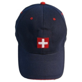 Mütze: Baseball bestickt, Schweizer Kreuz, Farbe dunkelblau