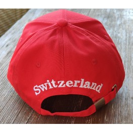Mütze: Baseball bestickt, Schweizer Kreuz - Switzerland,  Farbe rot