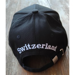 Mütze: Baseball bestickt, Schweizer Kreuz - Switzerland,  Farbe schwarz