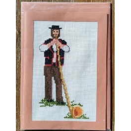 Postkarte mit Alphornbläser handgestickt